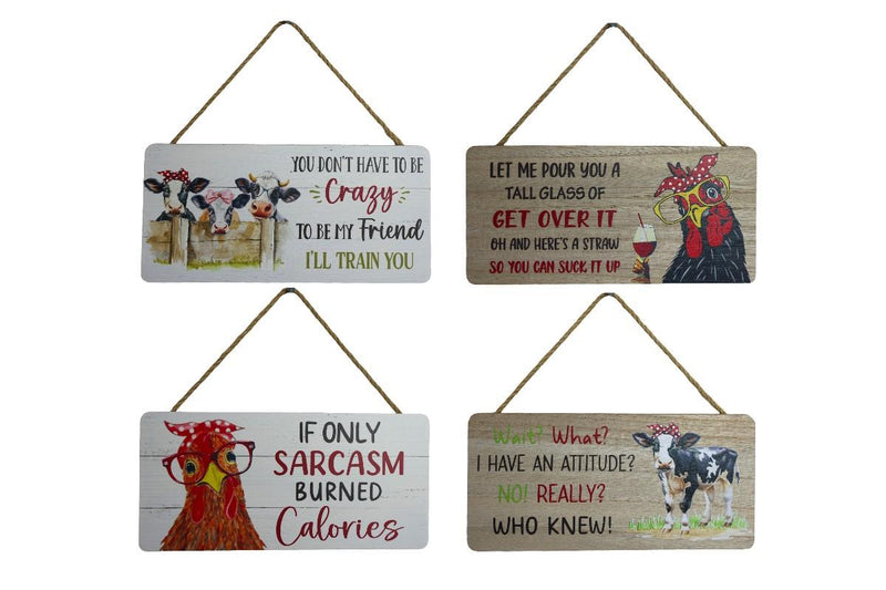 25X12CM HANGING FARM FUNNY MDF PLAQUE 4