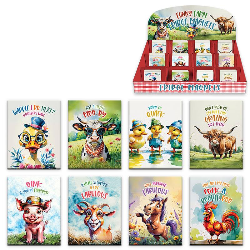 Funny farm magnet pack 8x8cm
