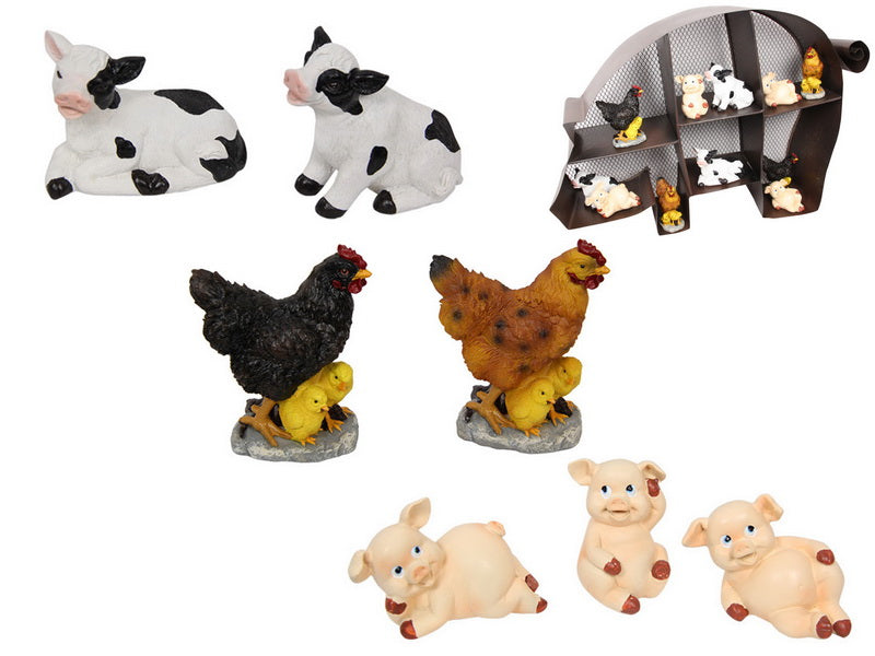 10CM ASSTD FARM ANIMALS IN PIG DISPLAY