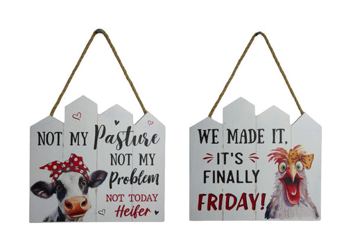 18x17CM HANGING FARM MDF PLAQUE 2 ASS