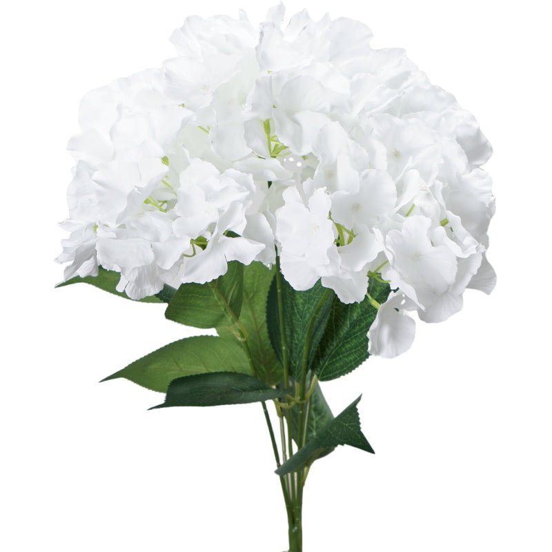 White hydrangea bouquet with 5 artificial flower heads 45cm