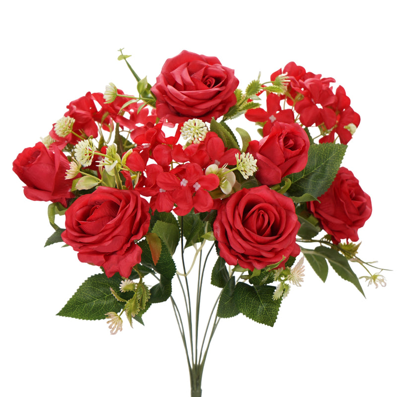 Red rose mix bouquet 52cm with realistic artificial roses