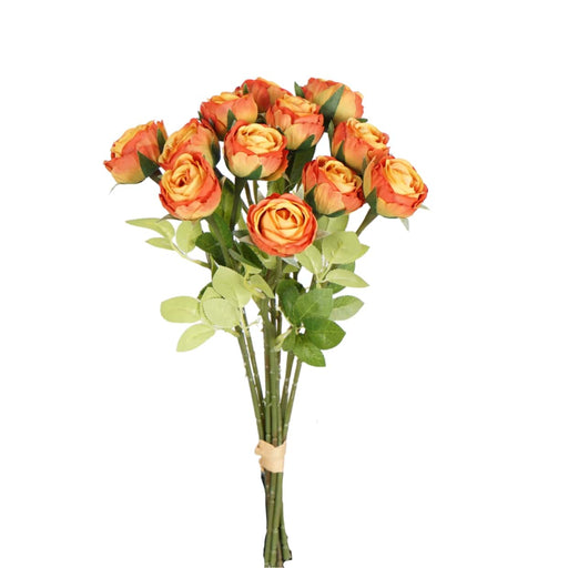 Orange baby rose bundle with realistic artificial flowers