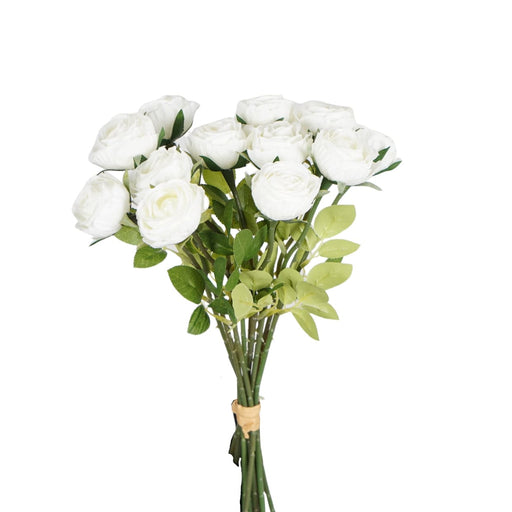 White baby rose bundle with 12 artificial rose blooms