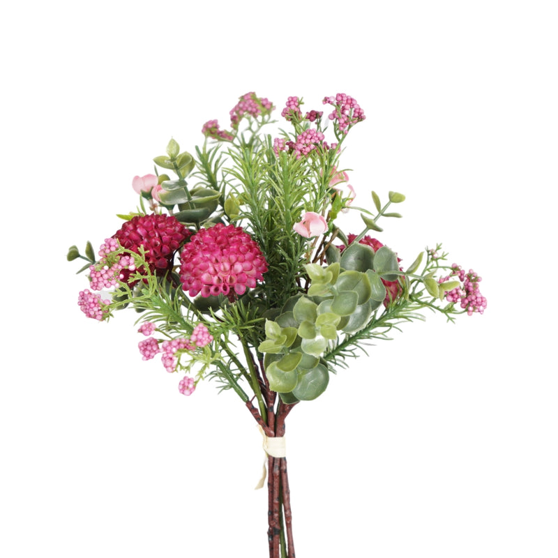 Fuchsia pom pom bouquet 35cm artificial flowers