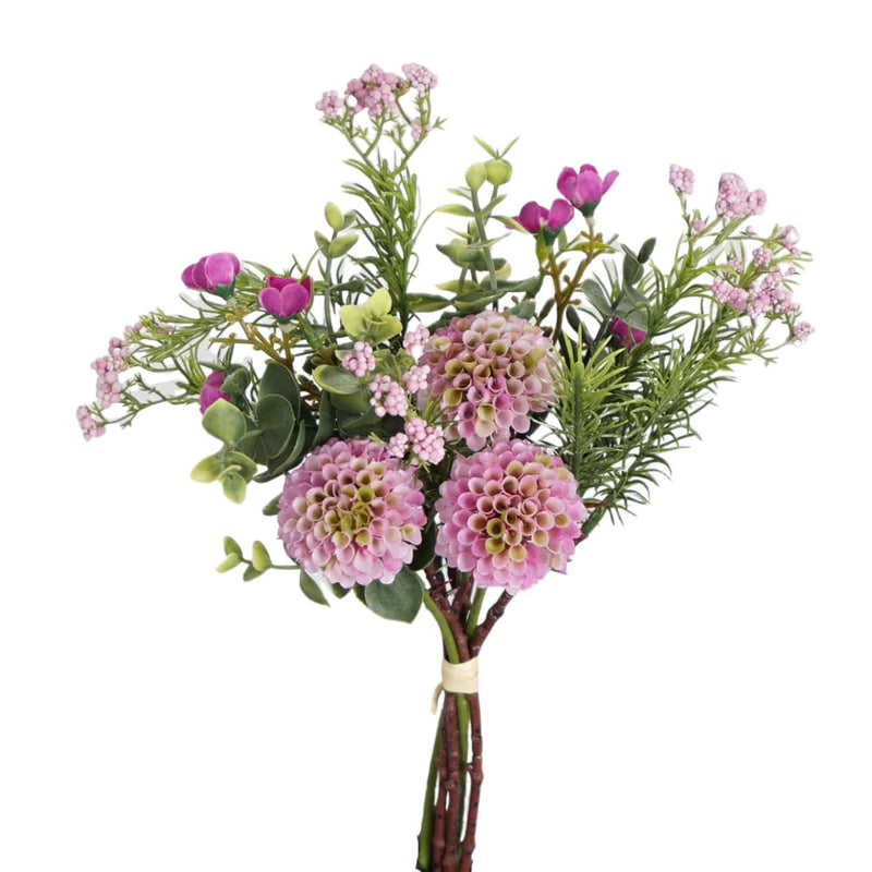Purple pom pom bouquet 35cm artificial flower arrangement