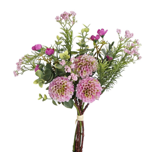 Purple pom pom bouquet 35cm artificial flower arrangement