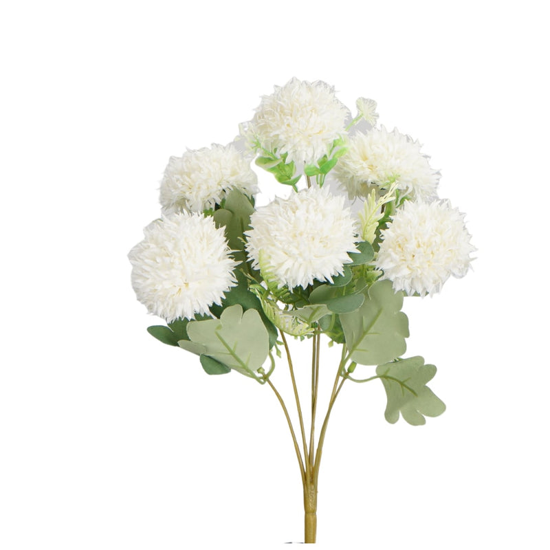 White pom pom bouquet 40cm artificial flower arrangement