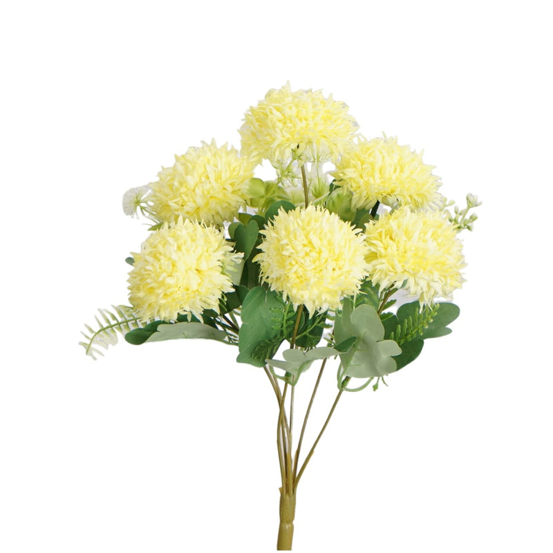 Yellow pom pom bouquet 40cm with realistic artificial blooms