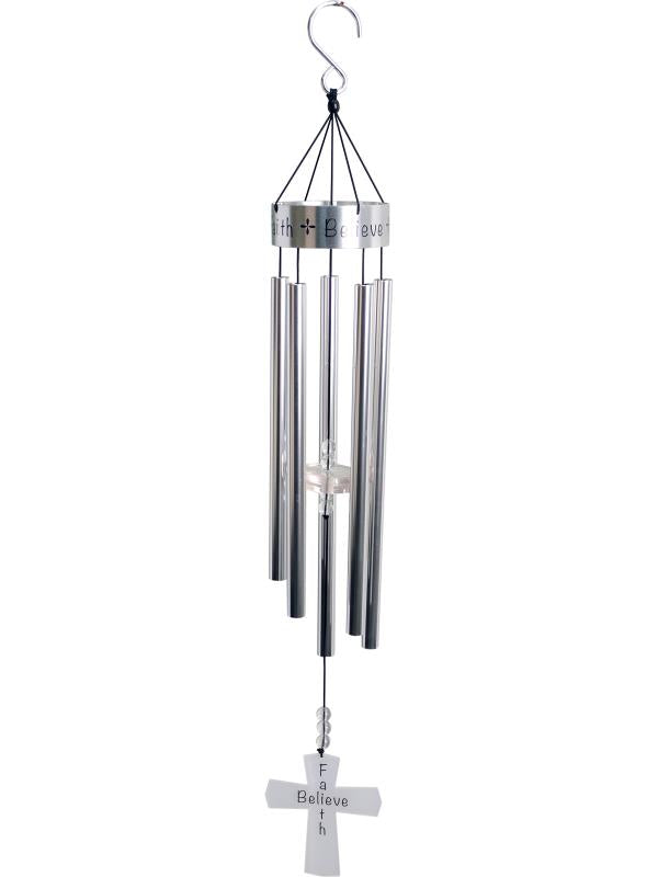 91cm silver aluminum wind chime with inspirational text