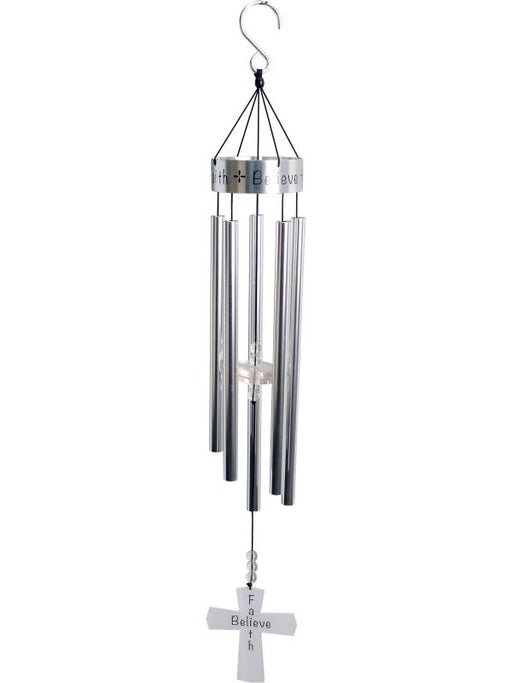 91cm silver aluminum wind chime with inspirational text