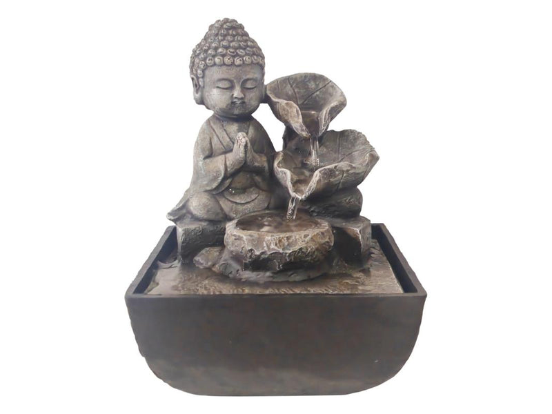 Buddha With Cascading Leaf Fountain 18cm