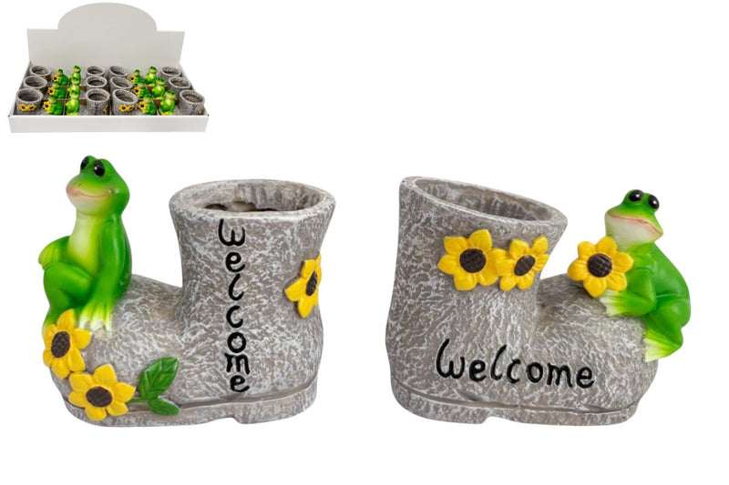 Assorted frog boot planter 8.5x7cm