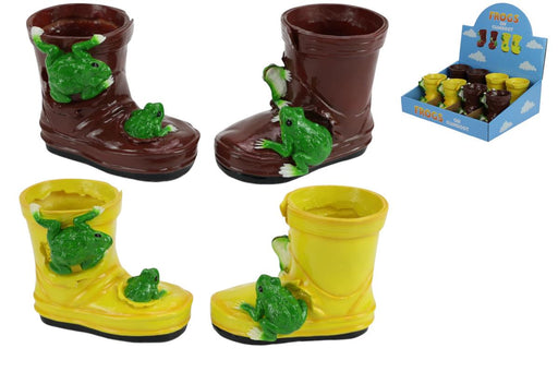 Frog sitting on gumboot ornament 12cm