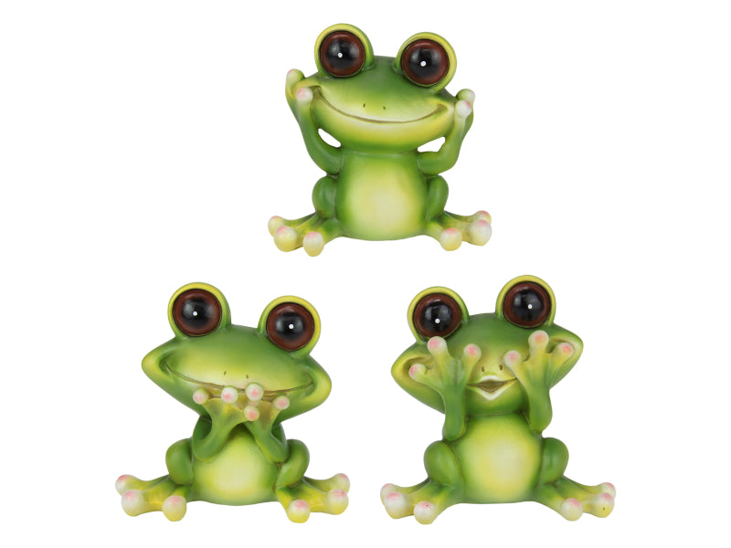 Wise frog figurine see hear speak no evil assorted