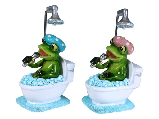 Assorted marble frog singing in toilet bath