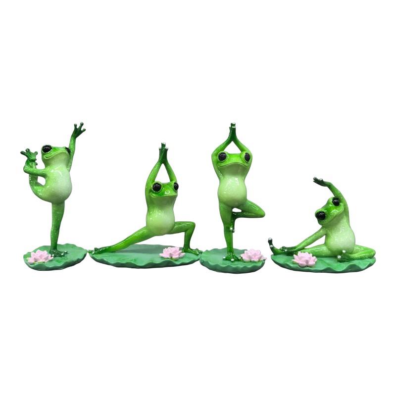 Marble yoga frog on lotus lily pad 13cm