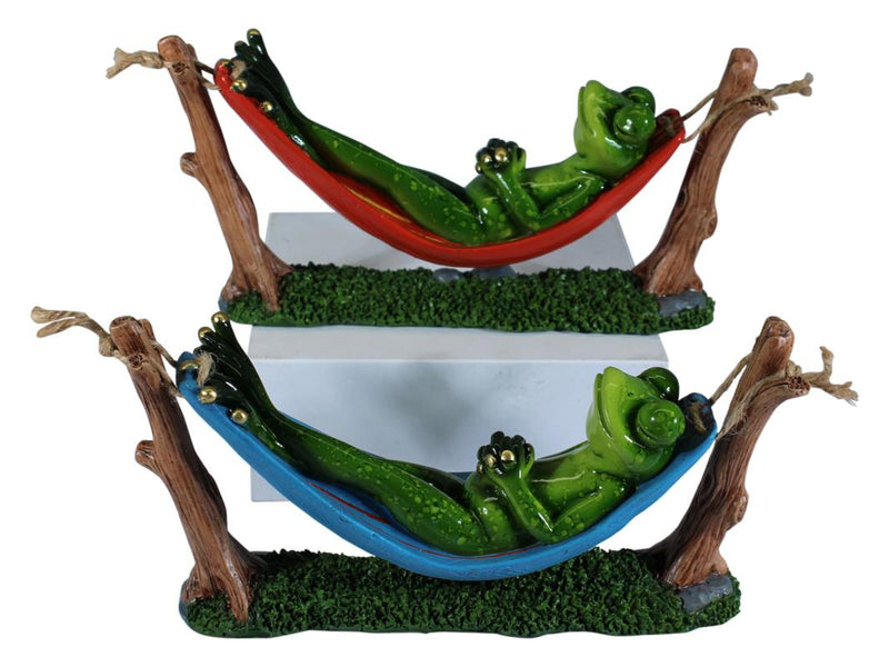 Sleeping frog in hammock marble finish figurine