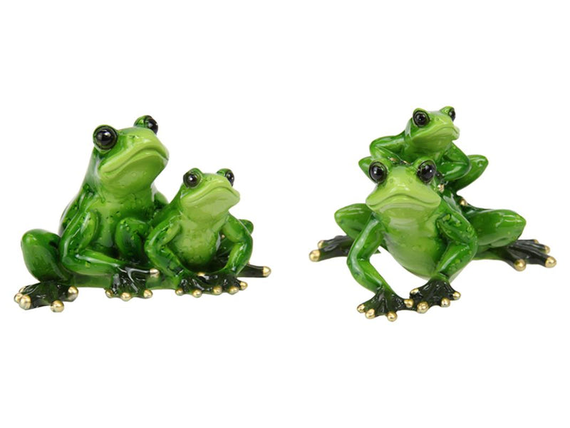 Hugging frogs figurine marble finish