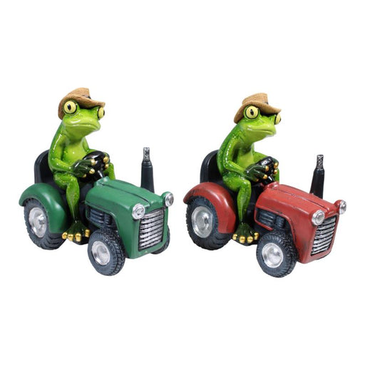 Assorted marble frog on tractor ornament