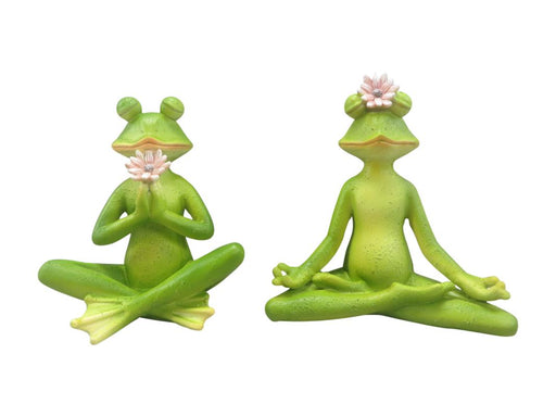 12.5CM SITTING YOGA FLOWER FROG 2 ASS