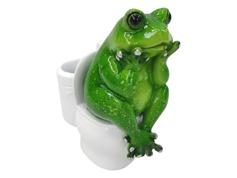 Frog on Toilet Marble Green Finish 11cm