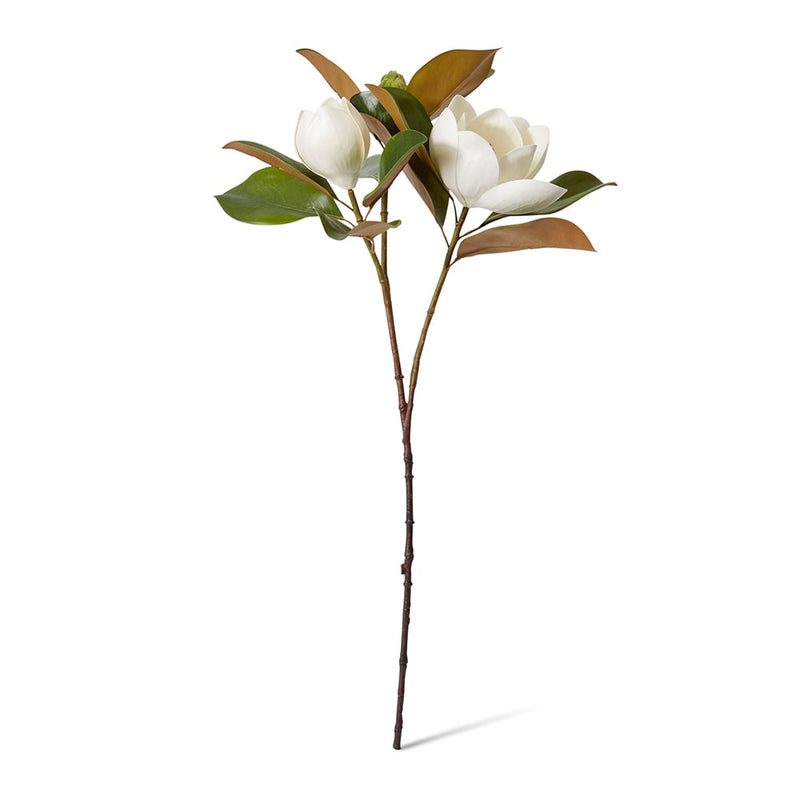 Artificial white magnolia flower and bud stem