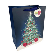 Jumbo FSC Mix Christmas gift bag with traditional tree design and rope handles