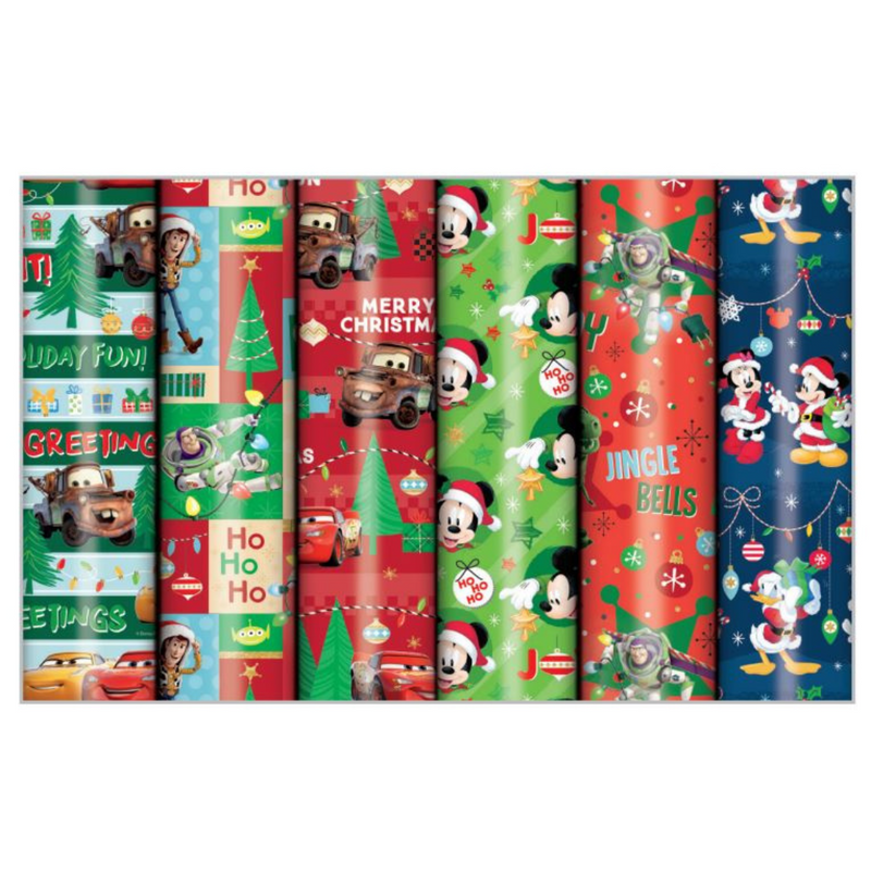 Assorted FSC Mix Disney Christmas roll wrap for boys featuring festive character designs