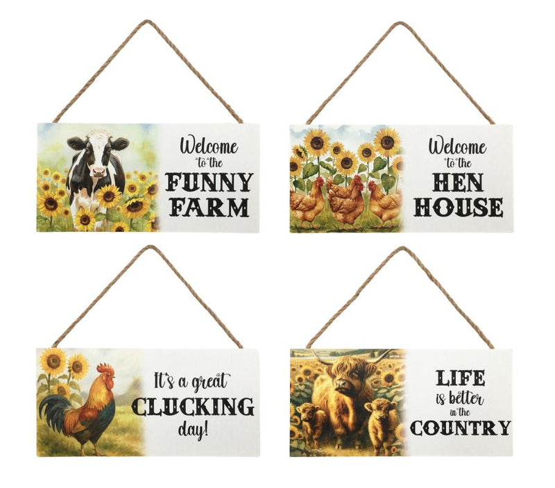 Assorted hanging farmyard plaque 25x12cm