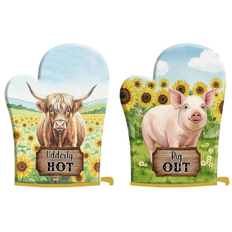 Farmyard oven mitt set of two