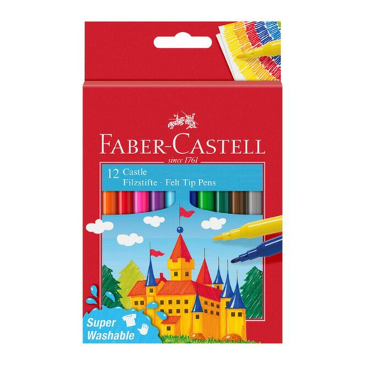 Faber-Castell Castle Felt-Tip Colour Markers assorted 12pk – colourful felt-tip markers for drawing and colouring