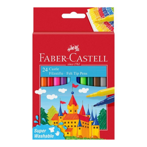 Faber-Castell Castle Felt-Tip Colour Markers assorted 24pk – colourful felt-tip markers for drawing and colouring