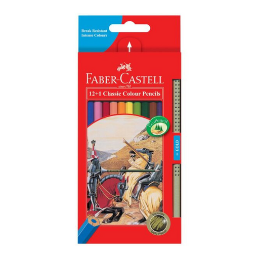 Faber-Castell Classic Colour Pencils 12+1 pack – includes assorted colours and gold Grip colour pencil