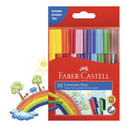 Faber-Castell Connector Pen Colour Markers assorted 10pk – connectable felt-tip pens for colouring and creative play