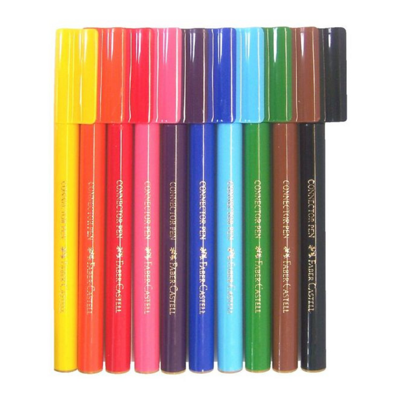 Faber-Castell Connector Pen Colour Markers assorted 10pk – connectable felt-tip pens for colouring and creative play