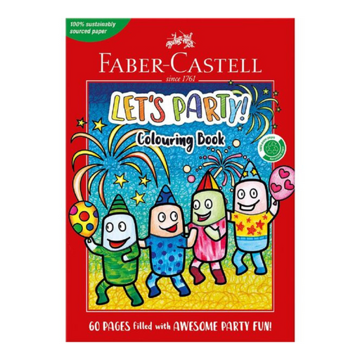 Faber-Castell Let’s Party Colouring Book 60pg – kids colouring book with fun party-themed illustrations