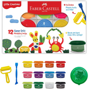Faber-Castell Little Creatives Super Soft Modelling Dough 12pk – colourful soft dough set for kids’ creative play