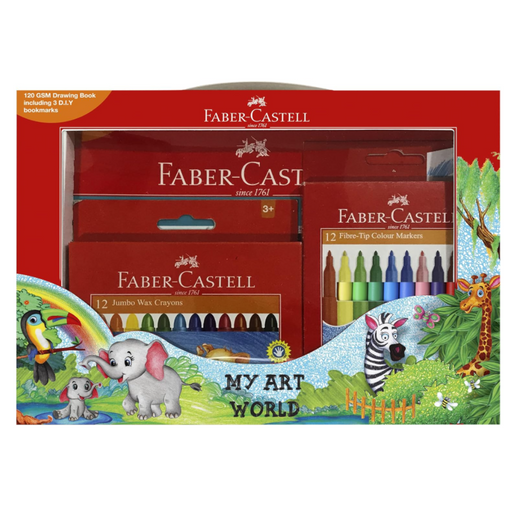 Faber-Castell My Art World Kit – kids art and colouring kit with assorted creative tools
