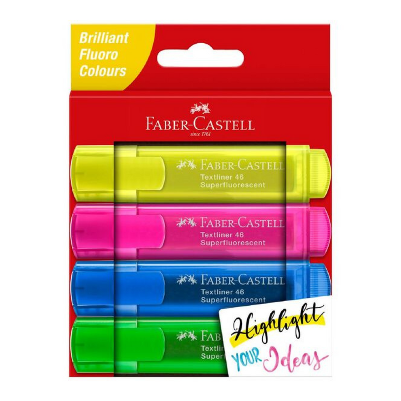 Faber-Castell Textliner Ice 1546 Highlighter Wallet 4pk – pastel ice-coloured highlighters for study and office use