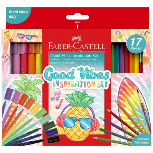 Faber-Castell Pencils and Pens Good Vibes Inspiration Set of 17 – colourful inspirational stationery set for writing and creativity