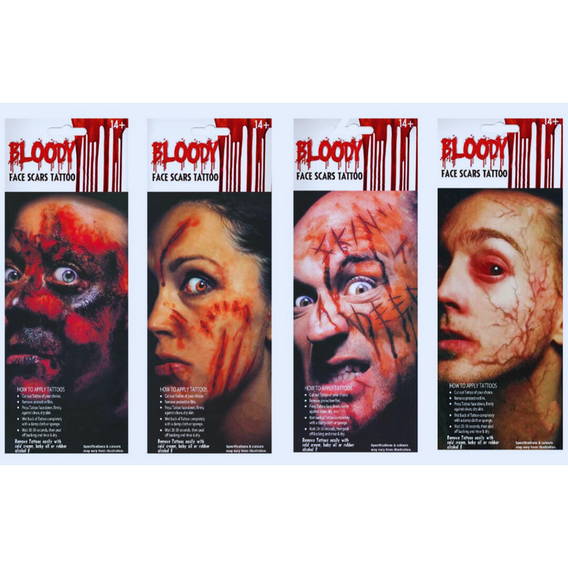 Face Scars Tattoo Sheet 2Pk 4 Asstd