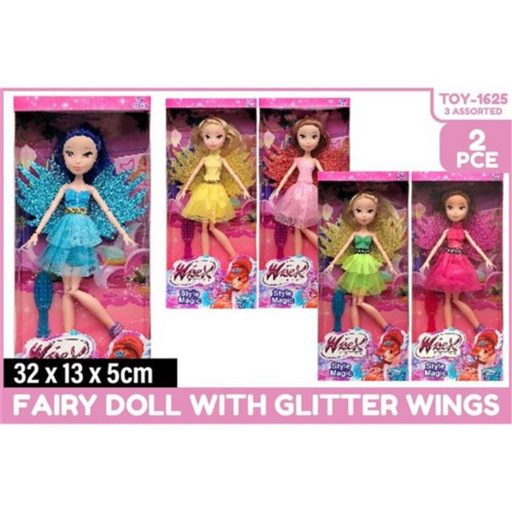 Ronis Fairy Doll Glitter Wings 2pc 28cm 5 Asstd
