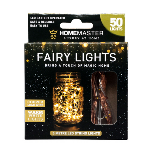 Ronis Fairy Lights Battery Operated 50 LED 5m Warm White 2 Function Copper Wire