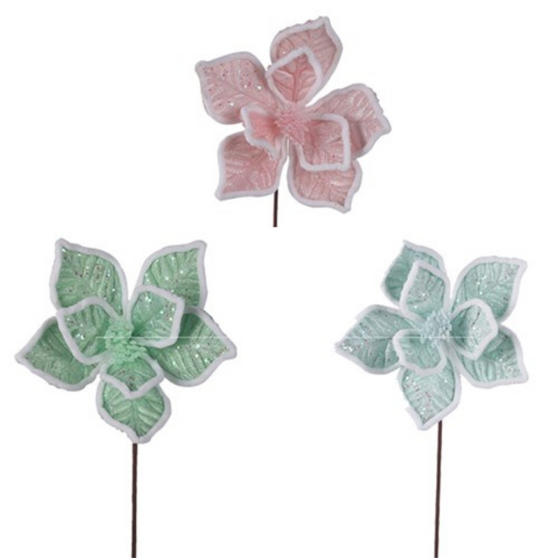 Ronis Fairy Floss Poinsettia 25cm with 50cm Stem Assorted