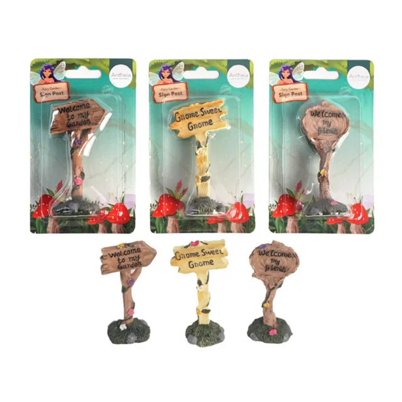 Ronis Fairy Garden Sign Post 4x4x9cm Assorted
