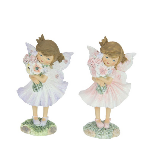 Ronis Fairy Holding Flowers in Pretty Dress 14cm Assorted