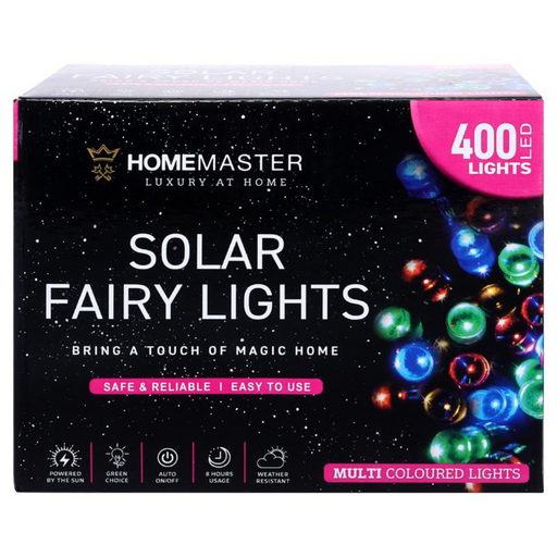 Ronis Fairy Light Solar 400 LED 25.5m Total Length Multi Colour 2 Functions