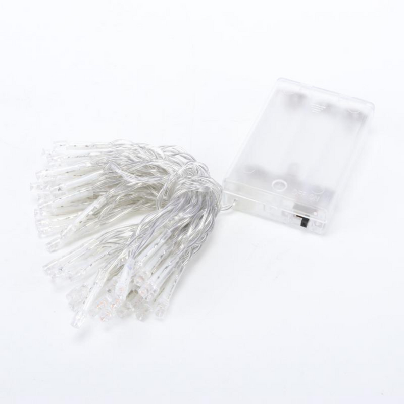 Battery operated 50 red LED fairy lights with clear wire, 500cm long, featuring 2 functions – perfect for festive indoor decorating