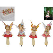Ronis Fairy On Mushroom Garden Stake 23cm Assorted